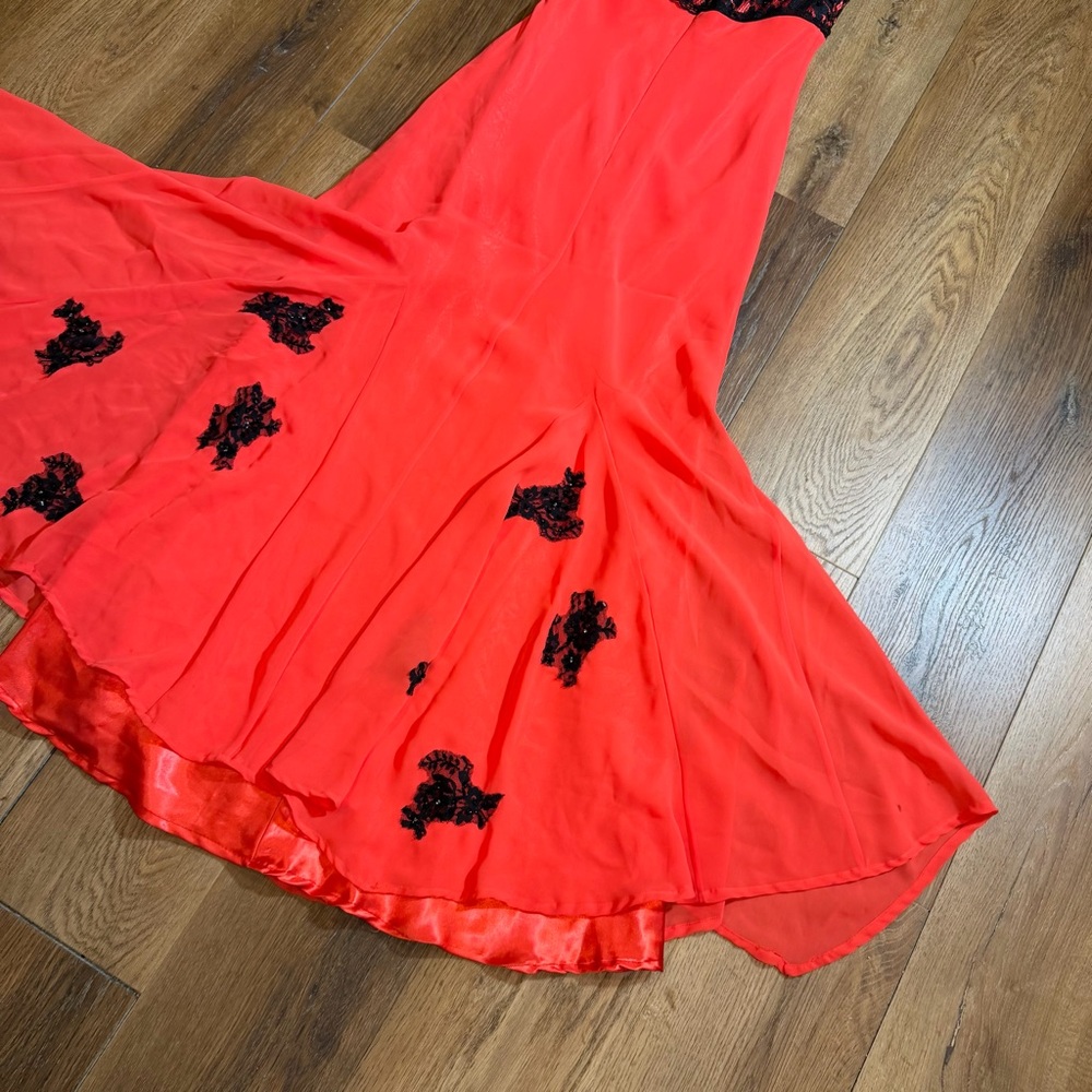 Vintage Y2K Beaded Dress Vintage Beaded Dress Black Red Lace Whimsigoth Prom - Picture 13 of 14